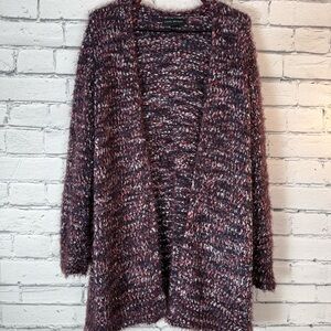 Lane Bryant Maroon Pink Long Cardigan Duster Eyelash Sweater Soft Size 18/20